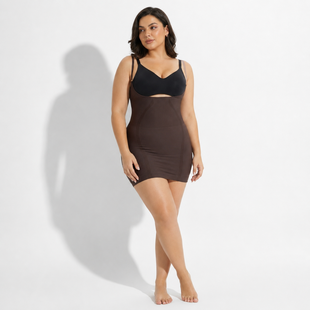 Fond de robe grande taille marron