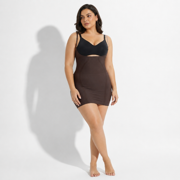 Fond de robe grande taille marron
