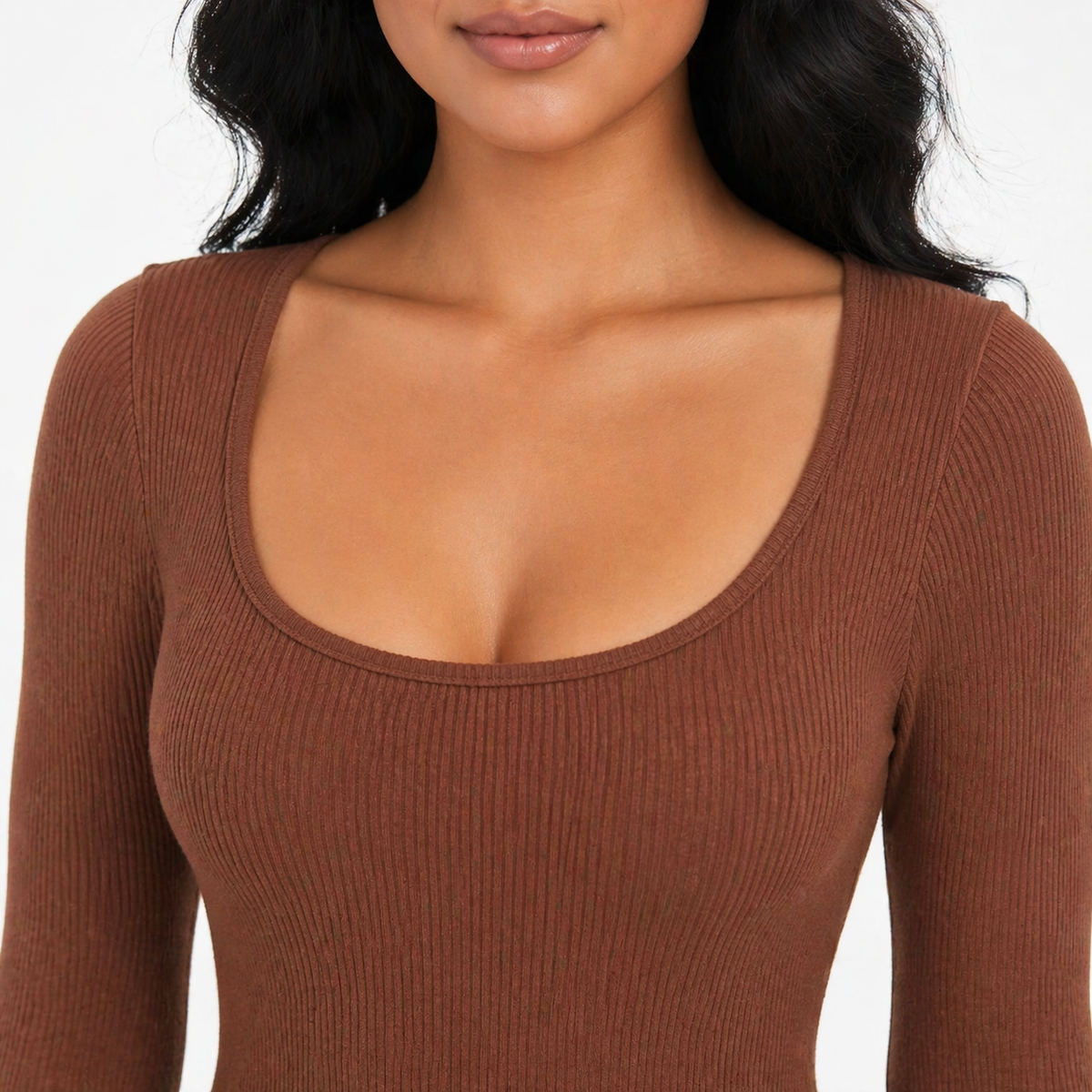 Fond de robe manche longue marron zoom