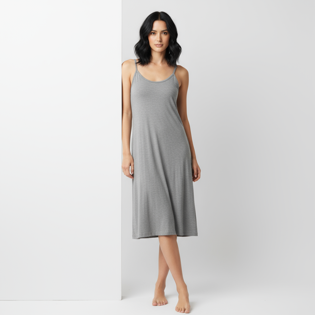 Fond de robe mi-longue gris
