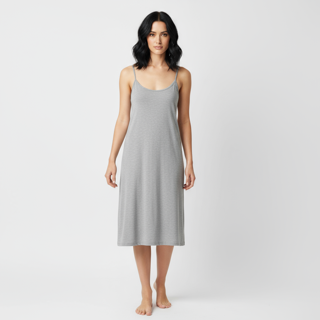 Fond de robe mi-longue gris face