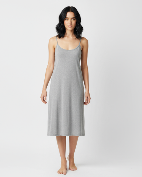 Fond de robe mi-longue gris face