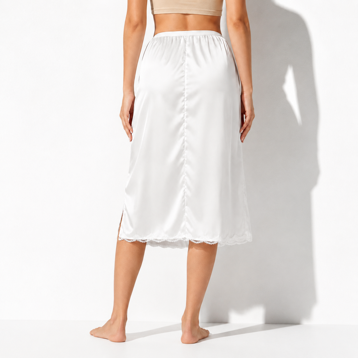 Jupon sous robe dentelle blanc dos