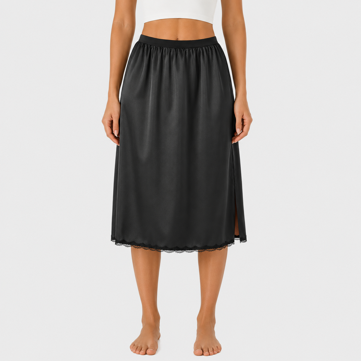 Jupon sous robe fluide noir face